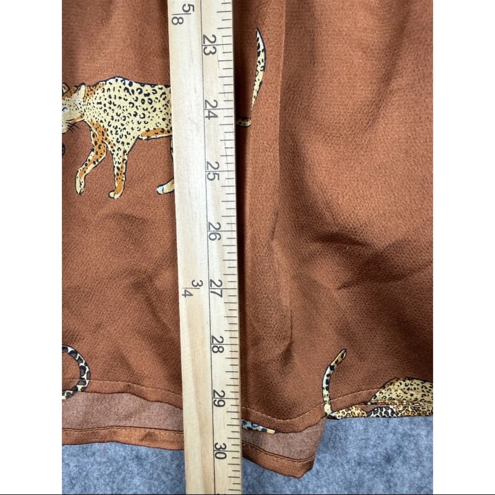 Entro Short Dress Women's Medium Brown Leopard Print Square Neck Puff Sleeve - Picture 5 of 5
